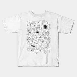 flowers arrangement line drawing  2 Kids T-Shirt